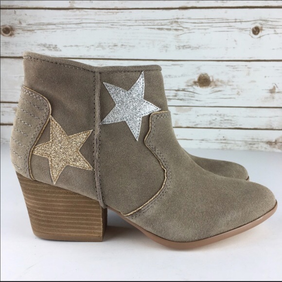 Glitter Star Embellished Suede Western Ankle Boot - Picture 2 of 4